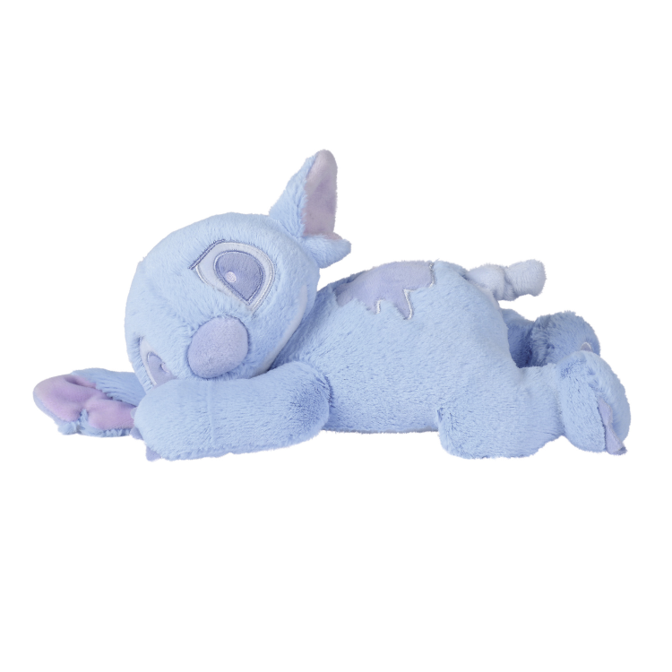  - stitch - peluche musicale allongé bleu pastel 30 cm 